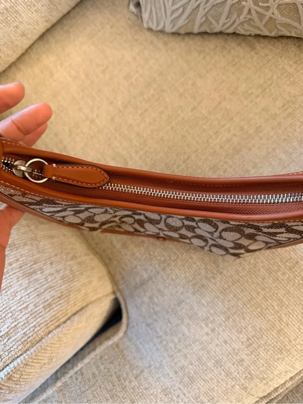 Coach Signature Bedazzled Jacquard Swing Zip Bag